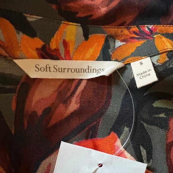 SOFT SURROUNDINGS Asymmetrical Floral Dress Sz S Coastal Grandma Elegant Picnic - Picture 3 of 8